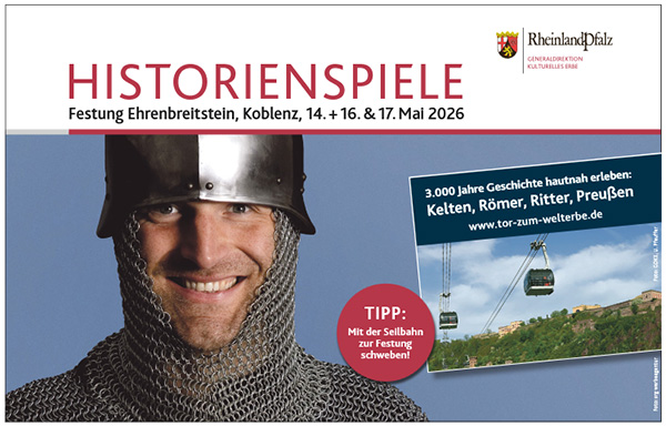 Historienspiele, Festung Ehrenbreitstein Koblenz, 14./16./17.5.2026, Fotos: srg werbeagentur & GDKE U.Pfeuffer